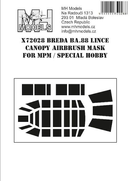 Breda BA88 Canopy, Turret and window Masks (Special Hobby)  X72028