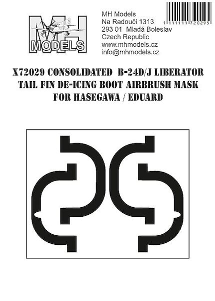 Consolidated B24D/J Liberator Tail fin De-icing Boot Masks (Hasegawa/Eduard)  X72029
