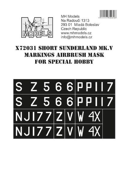 Short Sunderland MKV British Markings Airbrush Masks (Special hobby)  X72031