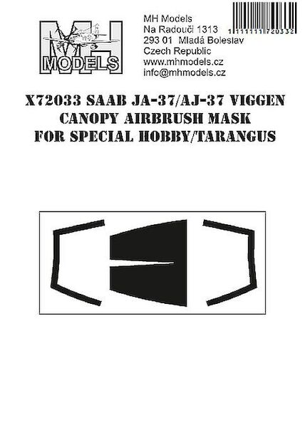 SAAB JA37/AJ37 Viggen Canopy Airbrush Masks (Tarangus Special Hobby)  X72033