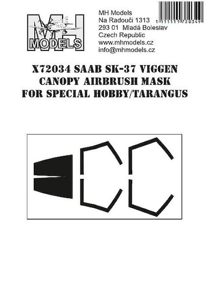 SAAB Sk37 Viggen Canopy Airbrush Masks (Tarangus Special Hobby)  X72034