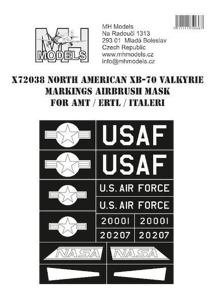 North American XB70 Valkyrie Markings Airbrush Masks (AMT/ERTL/Italeri)  X72038