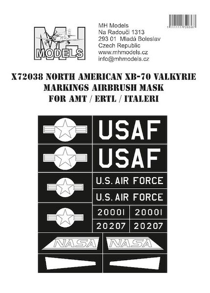 North American XB70 Valkyrie Markings Airbrush Masks (AMT/ERTL/Italeri) X72038