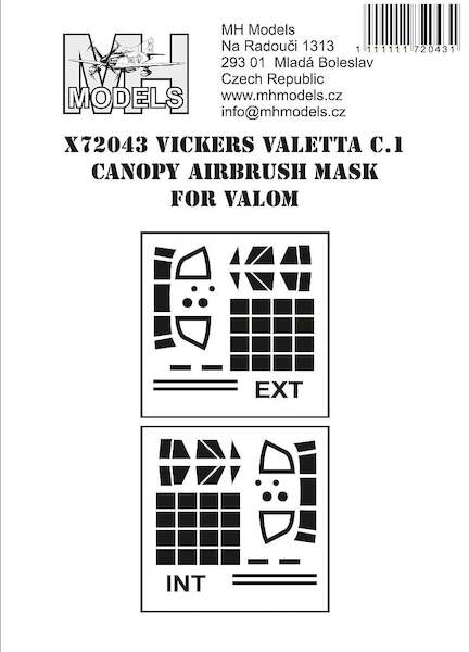 Vickers Valetta C1 Canopy and window Masks  extern and intern (Valom)  X72043