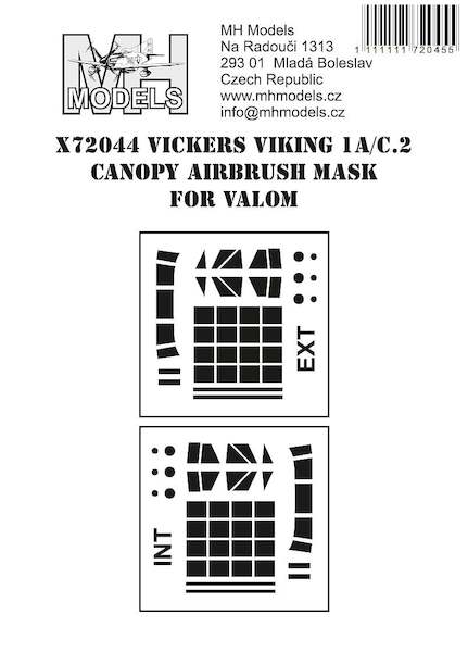 Vickers Viking 1a /C2 Canopy and window Masks extern and intern (Valom) X72044
