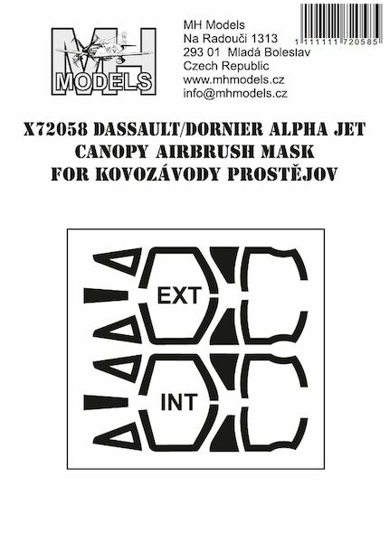 Dassault/Dornier Alpha Jet Canopy Airbrush Masks  (KP)  X72058