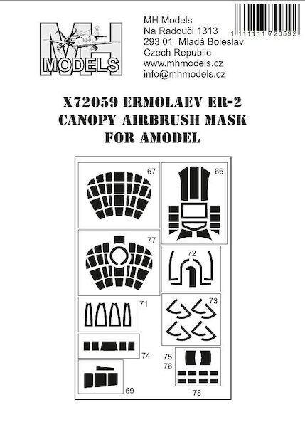 Ermolaev ER2 Canopy and Cabin windows Airbrush Masks (A-Model) X72059