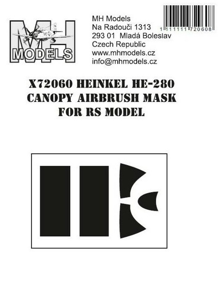 Heinkel He280 Canopy Airbrush Masks (RS Models) X72060