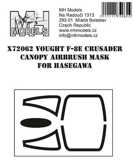 Vought F8E Crusader Canopy Airbrush Masks  (Hasegawa)  X72062