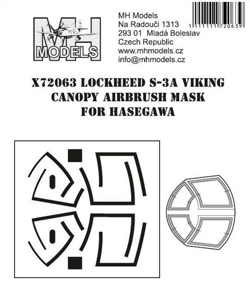 Lockheed S3A Viking Canopy Airbrush Masks  (Hasegawa)  X72063