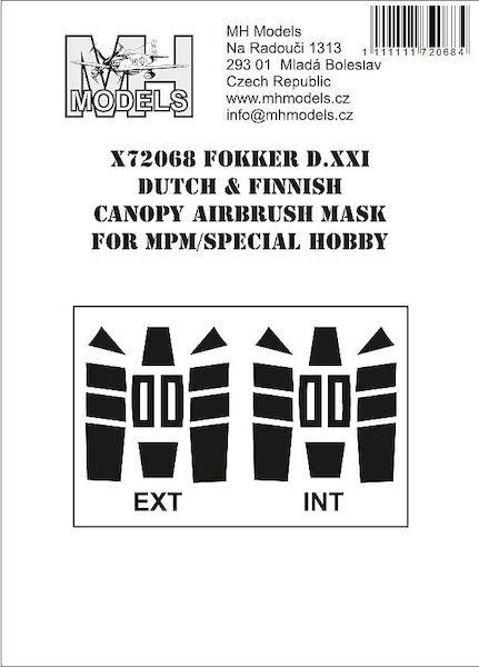 Fokker DXXI Dutch and Finnish Canopy Airbrush Masks (Special Hobby) X72068