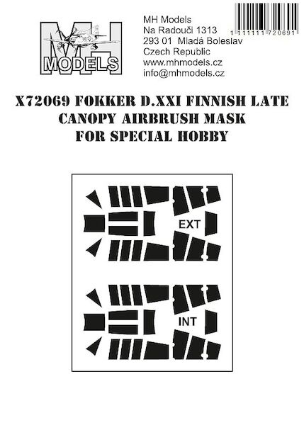 Fokker DXXI Finnish Late Canopy Airbrush Masks (Special Hobby) X72069