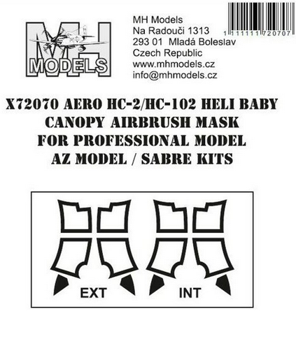 Aero HC-2 / HC102 Heli Baby canopy Airbrush Masks (AZ Model /Sabre)  X72070
