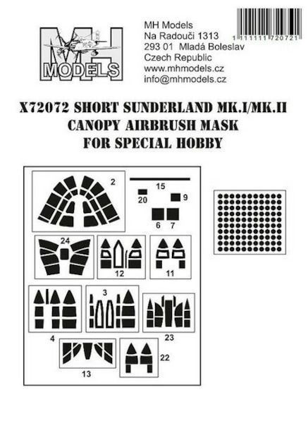 Short Sunderland MKI/MKII Canopy Airbrush Masks (Special Hobby) X72072