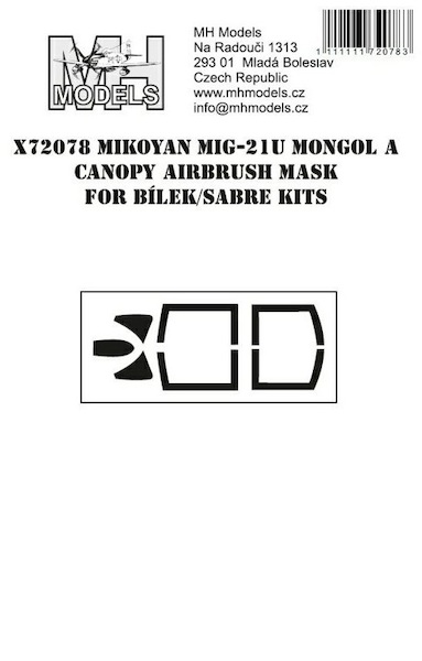 Mikoyan MiG21U Mongol A  Canopy Airbrush Masks (Bilek/Sabre)  X72078