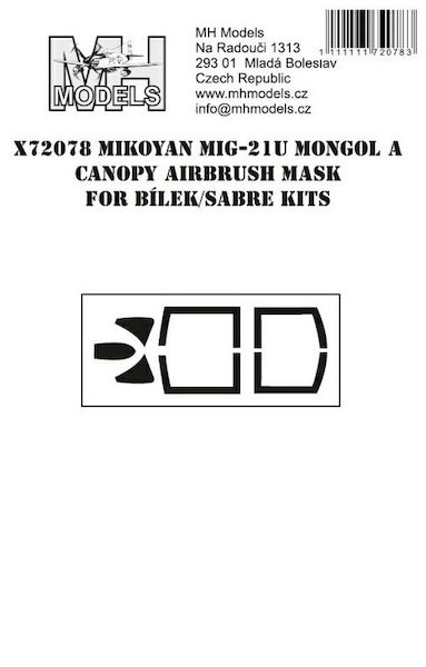 Mikoyan MiG21U Mongol A Canopy Airbrush Masks (Bilek/Sabre) X72078