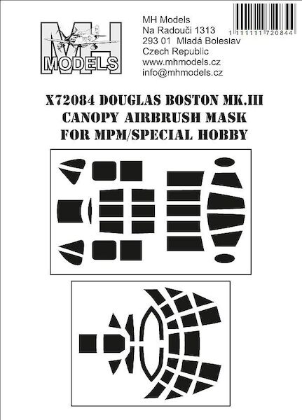 Douglas BVoston MKIII Canopy and Glassparts Airbrush Masks (MPM/Special Hobby) X72084