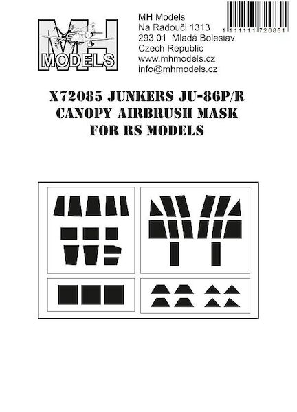 Junkers Ju86P/R Canopy and Glassparts Airbrush Masks (RS Models) X72085