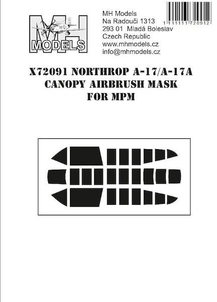 Northrop A17/A17A Canopy Airbrush Masks (Special Hobby /MPM) X72091