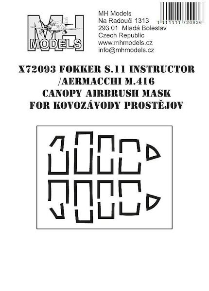 Fokker S11 Instructor / Macchi M416  Canopy Airbrush Masks (KP)  X72093