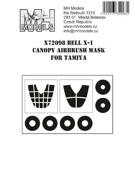 Bell X1 Canopy and wheel Airbrush Masks (Tamiya)  X72098