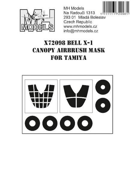 Bell X1 Canopy and wheel Airbrush Masks (Tamiya) X72098