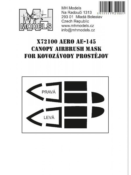 Aero AE145 Canopy Airbrush Masks (Kovozavody Prostejov)  X72100
