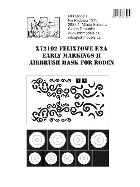 Felixtowe F.2a Early Markings II  Airbrush Masks (Roden Models)  X72102