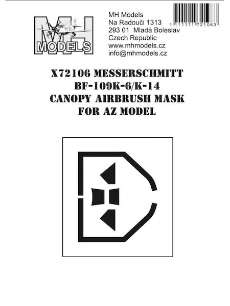 Messerschmitt Bf109K-6/K-14 Canopy Airbrush Masks (AZ Model)  X72106