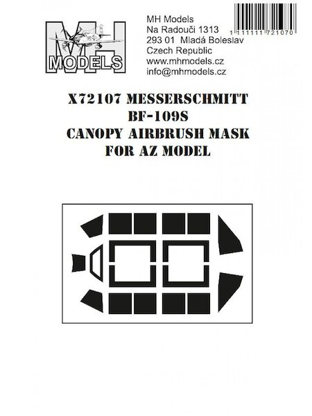 Messerschmitt Bf109S Canopy Airbrush Masks (AZ Model)  X72107