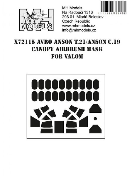 Avro Anson T21/ C19 Canopy and window Airbrush Masks (VALOM) X72115
