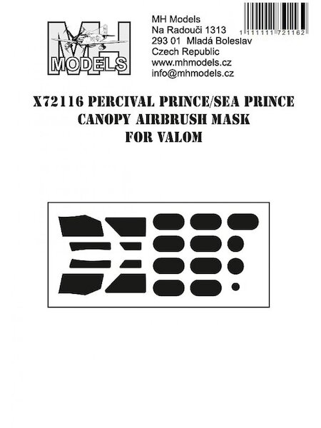 Percival Prince Canopy and window Airbrush Masks (VALOM) X72116