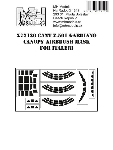 Cant Z501 Gabbiano Canopy and turret Airbrush Masks (Italeri) X72120