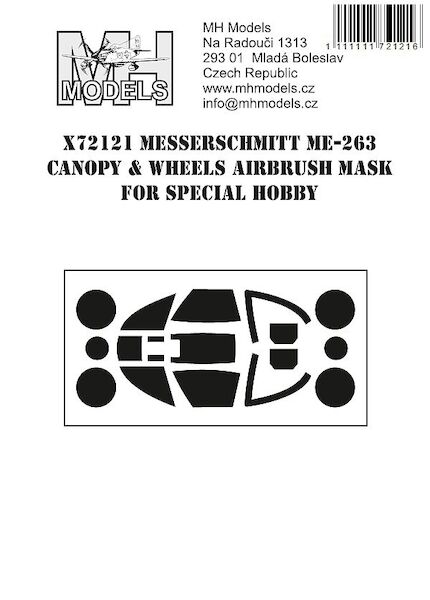 Messerschmitt Me263 Canopy and wheel Airbrush Masks (Special Hobby) X72121
