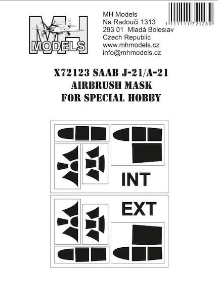 SAAB J21/A21 Canopy Airbrush Masks Intern and extern (Special Hobby) X72123