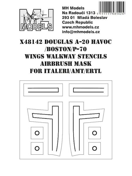 Douiglas A20G Havoc / P70 Wing Walkway Stencils Airbrush Masks (MPM/Special Hobby) X72124