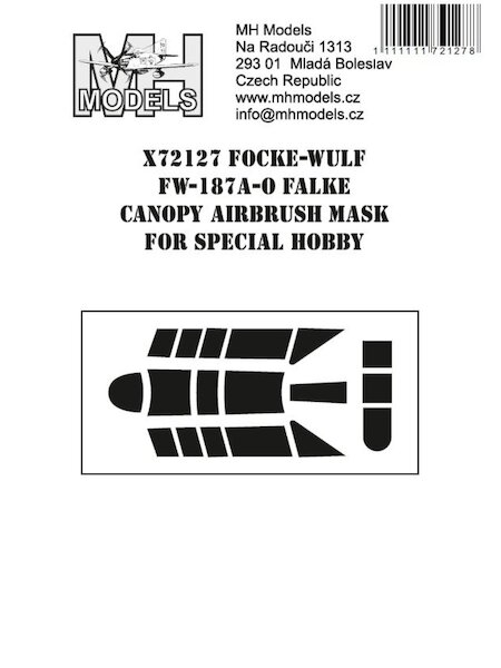 Focke Wulf FW187A-0 Falke Canopy mask (Italeri/Bilek)  X72127