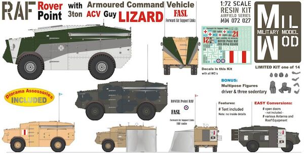 RAF Rover point with 3 tonnes Guy Lizard  ACV (Armoured Command Vehicle) incl tent  MM000-027