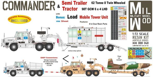 Commander - Tractor & Semi Trailer - with load: mobile Tower Unit, # Scammell Commander & Fruehauf semi trailer 62 ton - Tower in Clear Resin MM000-048