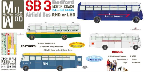 Bedford SB3, 39 seater coach 4x2 (RHD and LHD) (REISSUE - Modified) MM000-101