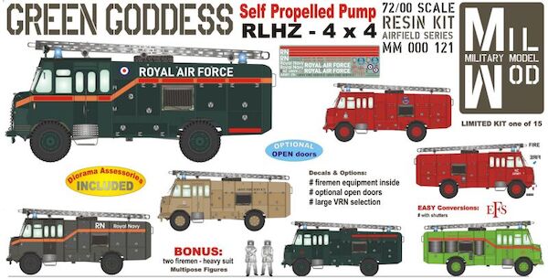 Bedford RLHZ Green Goddess Self Propelled Pump 4 x 4 (RAF Fire Service) - Figures & fire equyipment MM000-121