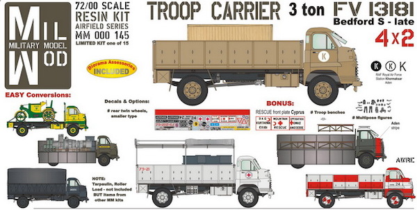 FV13181, 4x2, Bedford S Troop Carrier 3ton with benches, figures MM000-145