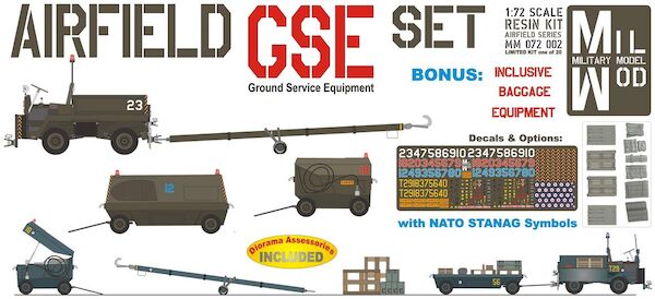 Airfield Set - with small Diesel Tug and including Baggage equipment (NEW STOCK) Mm072-002
