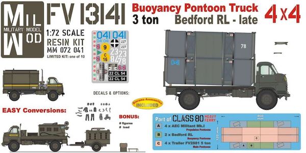 Bedford RL 4x4 Buoyancy Pontoon Truck, with two pontoon parts MM072-041
