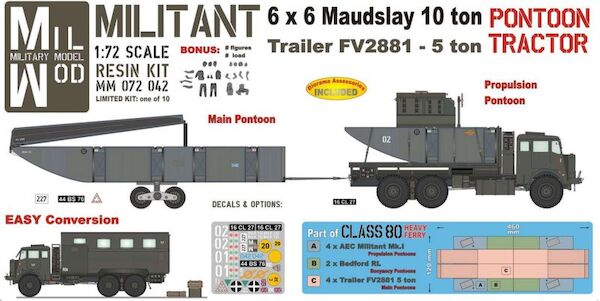 AEC Militant  6x6 Maudslay 10 ton Pontoon Tractor with 5 ton FV2681 pontoon trailer  MM072-042