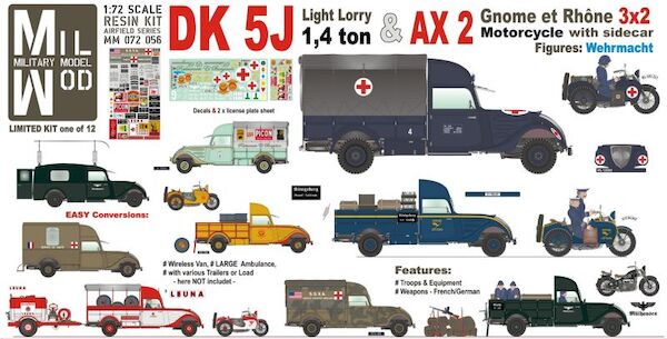 Peugeot Type D5J (402) light lorry & Gnome et Rhône AX 2 Motorcycle with sidecar - German Wehrmacht MM072-056