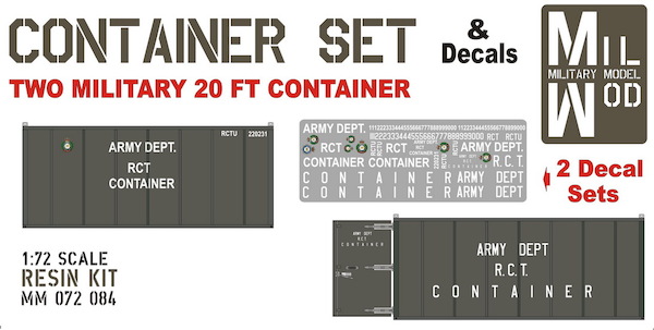 Container set: 2 military 20ft Containers (Military Decals)  MM072-084