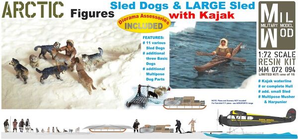 Dog Sled - large - with Figures, large Dogs Collection & Kajak MM072-094