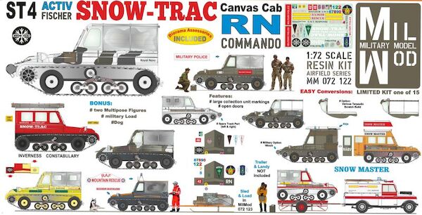 Aktiv Fischer Snow Trac ST4 RN Commando Canvas, military Load, 2 x Figures, Dog MM072-122