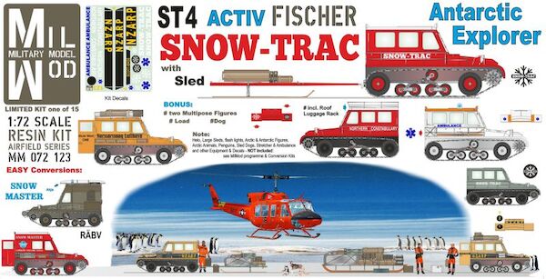 Aktiv Fischer Snow Trac ST4 Antarctic Explorer , HardTop, Sled, Load, 2 x Figures, Dog MM072-123